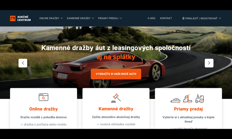 Aukčné Centrum — homepage