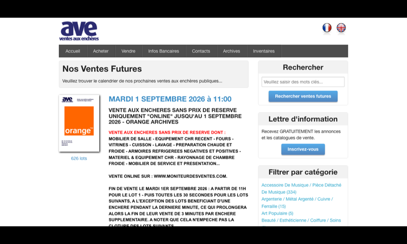AVE — Ventes aux enchères publiques — homepage