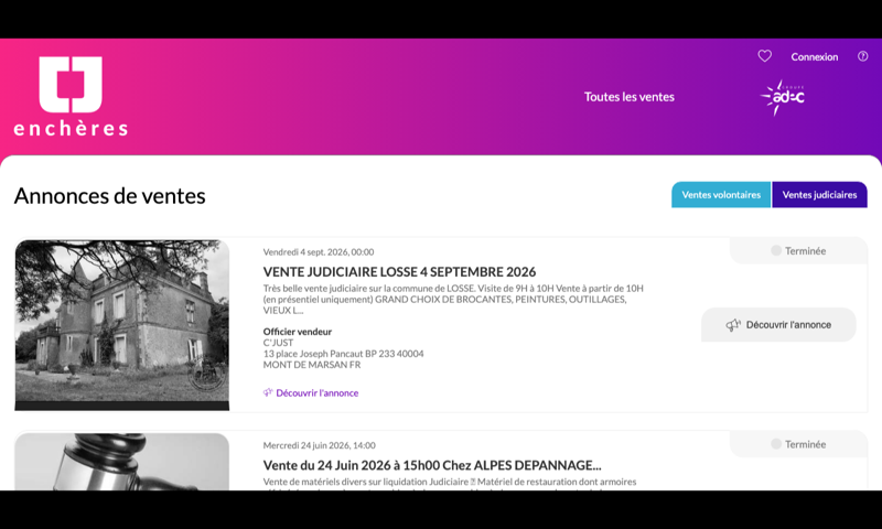 CJ Enchères — homepage