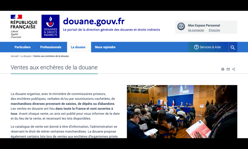 Douane française — Ventes aux enchères — homepage