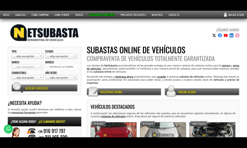 NetSubasta — homepage