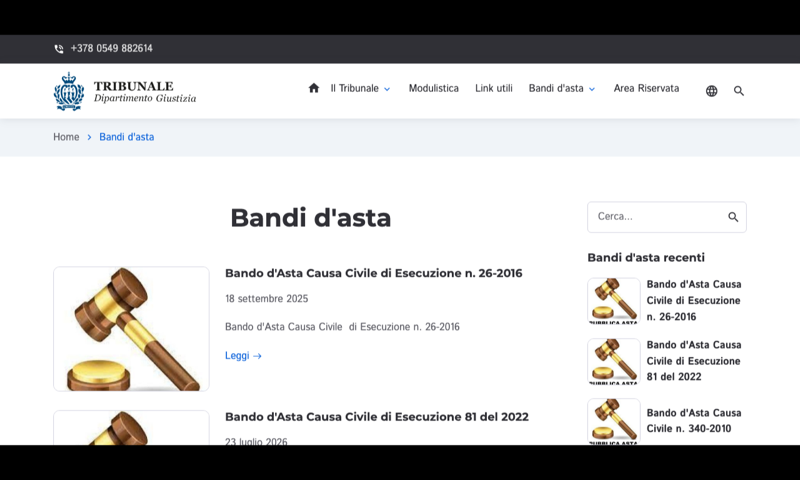 Tribunale della Repubblica di San Marino — homepage